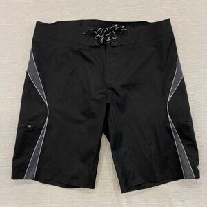 Lululemon Board Shorts Swim Trunks Mens 36 x 11 Black Gray Quick Dry Drawstring